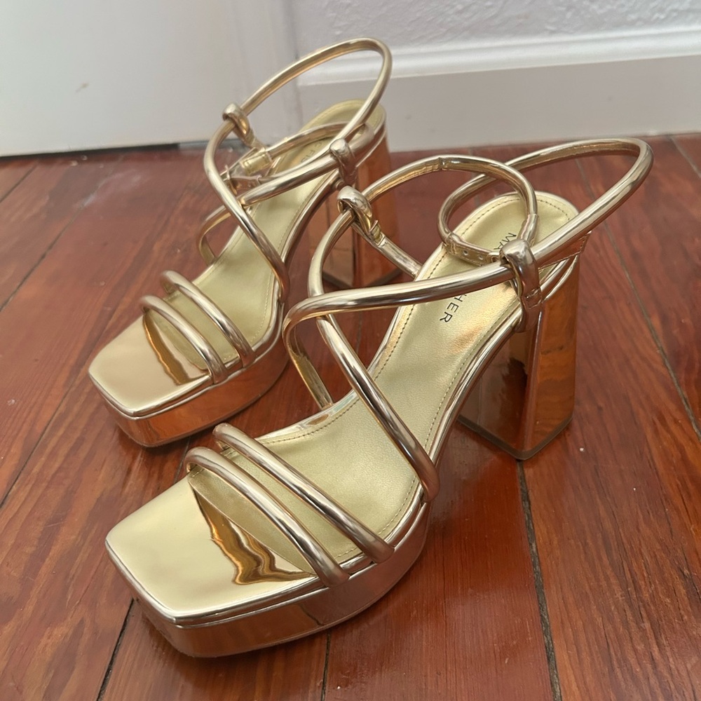 Marc Fisher Metallic Gold Strappy Heels